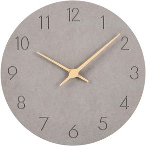 Warminn MDF Houten Wandklok, Stille Moderne 30cm Kwarts Grote Batterijgevoede Wandklok, Gemakkelijk Af te Lezen voor Kamer, Huis, Keuken, Slaapkamer, Kantoor, School (Grijs)