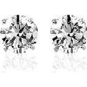 Silventi 921166004 Zilveren Oorstekers Rond 4mm Wit zirkonia Rhodium