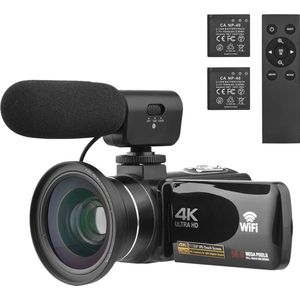 Digitale Videocamera - 4K - Wifi Camcorder - Met Microfoon - Dv Recorder - 56 MegaPixels - 32GB Kaart - 18x Digitale Zoom - Touchscreen - Anti Shake - Nachtzicht
