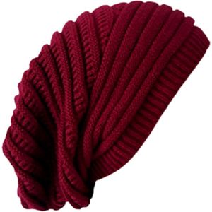 ASTRADAVI Slouchy Beanie Hats - Muts - Warme Unisex Skimutsen Hoofddeksels - Herfst Winter Slouchy Mutsen - Bordeaux
