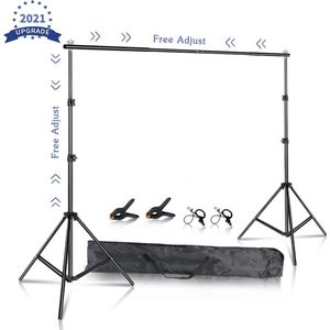 HDJ Fotografie Achtergrond Stand Kit - Verstelbare Green Screen Frame - Stabiele Foto Studio Ondersteuning - Voor Meetings, Feesten, Bruiloften - Inclusief Telescopische Lichtstatief Stand, Foto Klemmen en Chromakey Green Screen - Geschikt voor Profe