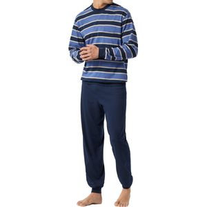 SCHIESSER heren pyjama - O-hals - blauw gestreept - Maat: 5XL