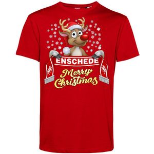 T-shirt kind Enschede | Foute Kersttrui Dames Heren | Kerstcadeau | FC Twente supporter | Rood | maat 164