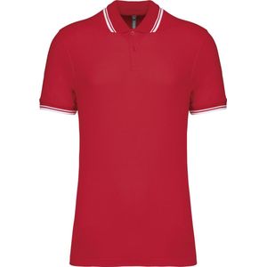 Kariban Gestreepte herenpolo korte mouwen K272 - Red / White - XL