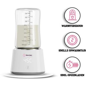 Blissy Baby™ Pro flessenwarmer - Draagbare flessenwarmer voor Onderweg - Wit flessenwarmer - Geschikt voor Smalle Hals Flessen van Dr. Brown's 36mm, Mam-1 50mm , Medela 36mm & Nuk-S 50mm, Tommee Tippee 56mm, Comotomo 70mm