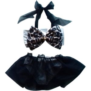 Maat 110 Bikini zwemkleding grijs tijgerprint strik badkleding baby en kind dierenprint met tule zwem kleding leopard