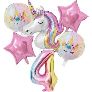 Unicorn ballon set - 110x78cm - Folie Ballon - Eenhoorn - Themafeest - 4 jaar - Verjaardag - Ballonnen - Versiering - Helium ballon