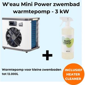 W'eau Mini Power zwembad warmtepomp - 3 kW - Warmtepomp zwembad - Plug & Play - Voor zwembaden tot 12.000L - Inclusief Heater Cleaner