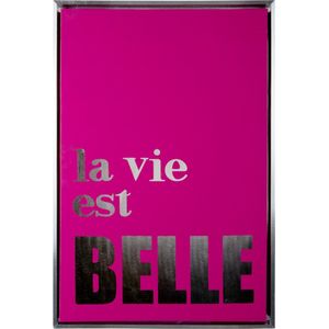 Present Time - Wall Art La Vie Est Belle Medium - Dark pink & silver