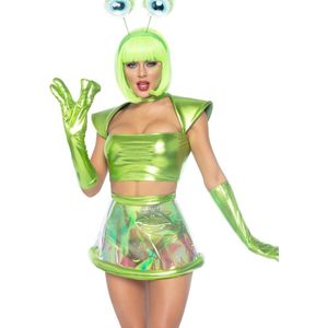 Leg Avenue - Alien Kostuum - Groene Alien Op Verkenning - Vrouw - Groen - Large - Halloween - Verkleedkleding