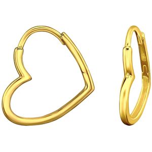 Joy|S - Zilveren hartje oorbellen - oorringen - 16 mm - sterling zilver 925 - gold plated