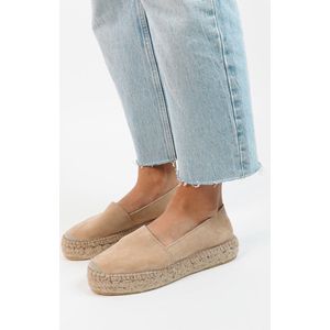 Sacha - Dames - Beige suède espadrilles - Maat 41