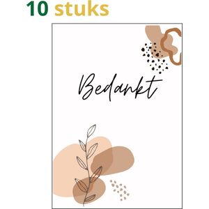 Bedankt - bedankt kaarten - bedankt wenskaarten - 10x bedankt kaartjes (A6 formaat) - wenskaarten - wenskaarten bloem - kaarten -kaartjes om te versturen - kaartenset - kaartjes met de tekst bedankt