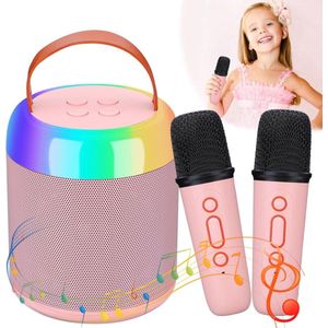 Karaoke speelgoed met 2 microfoons - draagbare karaoke-machine met ledlicht en stemwisseleffecten - cadeau-idee voor verjaardag Kerstmis - 4-12 jaar jongens en meisjes