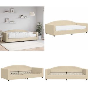 vidaXL Slaapbank met matras 100x200 cm stof crèmekleurig - Slaapbank Met Matras - Slaapbank Met Matrassen - Slaapbank - Bedbank