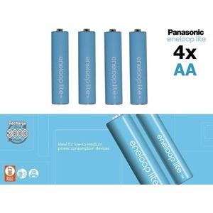 4 Stuks - AA R6 Panasonic Eneloop Lite 1.2V 1000mAh Oplaadbare Batterijen