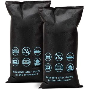 2x1KG Silica Gel Bag - Droge Lucht Dehumidifier voor Auto - DMF Vrij - Herbruikbare Vochtvanger - Voorkomt Condensatie en Schimmel - Inclusief 1 x Antislipmat