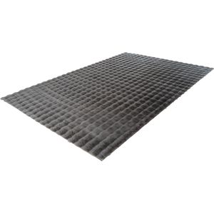 Lalee Harmony - 3d Vloerkleed - Tapijt – Karpet - Hoogpolig - Superzacht - Fluffy - Shiny- 3d blokjes- rabbit 200x290 cm grafiet antraciet