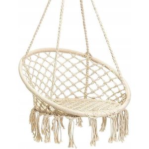 Hangstoel - ø 60 cm - geknoopt touw - beige