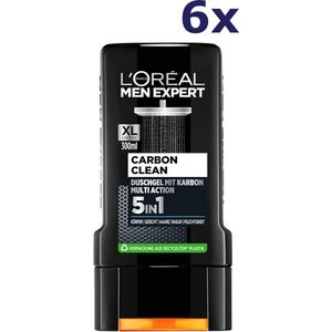 6x L'Oreal Men Expert Shower 250ml Carbon Clean