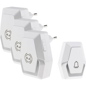 Pilota Porta draadloze deurbelset 400 m bereik met 3 plug-in ontvangers + flitslicht
