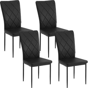 Rootz Eetkamerstoelen Set van 4 - Moderne keukenstoelen - Kantoorstoelen - Comfortabele gewatteerde zitting - Ergonomische hoge rugleuning - Duurzaam metalen frame - 42 cm x 94,5 cm x 59 cm