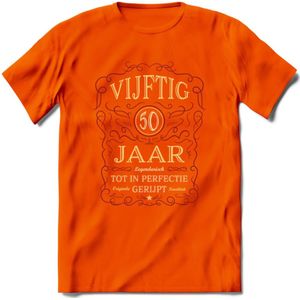 50 Jaar Legendarisch Gerijpt T-Shirt | Bordeauxrood - Ivoor | Grappig Verjaardag Cadeau | Dames - Heren | - Oranje - 3XL