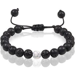 Memphis Kralen armband Zwart verstelbaar Lavasteen Howliet 8mm