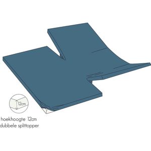 Kayori Shizu Perkal Hoeslaken Dubbel-split-topdekmatras Donkerblauw 180 cm