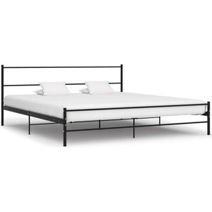 The Living Store Metalen Tweepersoonsbed - Zwart - 209x207x84 cm - Voor Matras 200x200 cm