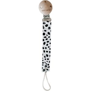 Baby Dutch - Speenkoord - Dots - Pacifier Cord - Leer - Leren Speenkoord - Zwart wit - Stippen - Gekeurd en dus veilig! - Speenkoord Jongen - Speenkoord Meisje