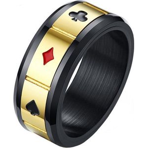 Stalen mannen ring Lucky Cards Spinner-18mm