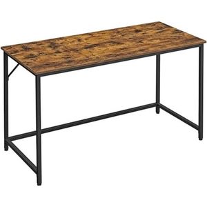 55.1-inch Computer Writing Desk, Home Office Small Study Workstation, industriële stijl PC-laptoptafel, stalen frame, Rustic Brown + Black