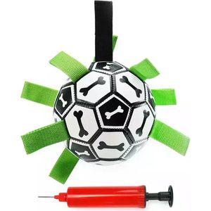 Voetbal Honden Speelgoed - Ø 15 cm - Hondenbal - Zwart Wit - incl Pomp