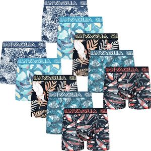 Heren Boxershort - 10 Pack - Katoen - Blauw Zwart Mix - Print - Maat XXL - Ondergoed Heren - Onderbroeken Heren