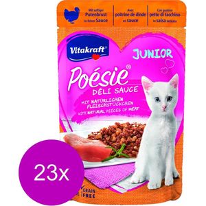 Vitakraft Poesie Deli Sauce Junior Pouch 85 g - Kattenvoer - 23 x Kalkoen