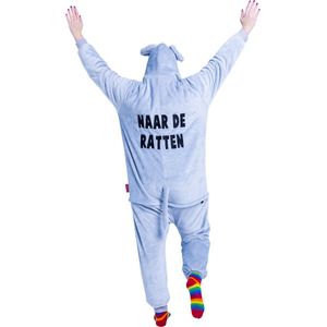 Rat onesie - dieren onesie - verkleedkleding - carnavalskleding - Carnaval kostuum - dames - heren – volwassenen - Naar de ratten - Maat M/L