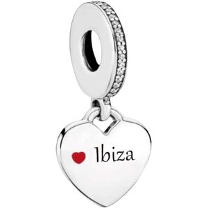 Liefde - Zilveren bedels - Bedel Hart Ibiza | Charm Love Ibiza | 925 Sterling Zilver - Geschikt voor alle merken - Met 925 Zilver Certificaat - In Leuke cadeauverpakking - Moederdag Tip - Hartjes