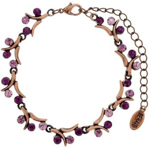 Behave Rosé-kleurige takjes armband met paarse stenen