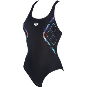 W Reflected Simmetry V Back One Piece Zwart - Blauw