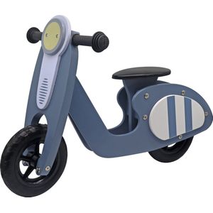 Houten Loopfiets - Loopscooter - Loopspeelgoed - Verstelbaar Zadel - Binnen & Buiten - Blauw