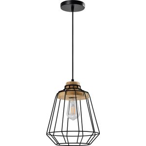 QUVIO Hanglamp landelijk - Lampen - Plafondlamp - Verlichting - Verlichting plafondlampen - Keukenverlichting - Lamp - Draadlamp - E27 Fitting - Met 1 lichtpunt - Voor binnen - Metaal - D 25 cm - Zwart