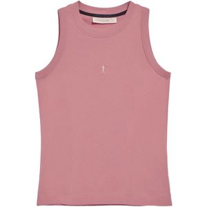 Roze basic top met ronde hals en geborduurd Rigby Go-logo