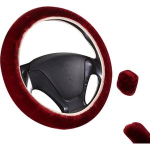 Zachte Pluche Stuurhoes - Stuurhoes Auto - Stuurhoes Set - Donkerrood