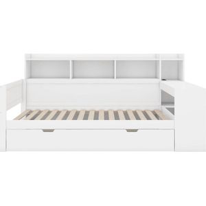 Gotagee Slaapbank, dagbed, 90 x 200 cm, nachtkastje en onderkast, bed met stopcontact en USB-aansluiting, 2 lades, bureau, zonder matras