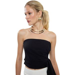 Trendyol Zwarte Strapless Crop Geweven Bustier Tpraw25Bs00003