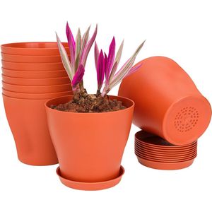 Bastix - Terracotta bloempotten kunststof set voor gebruik binnenshuis