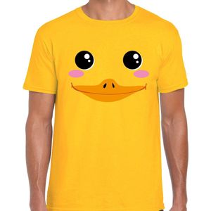 Eend / badeendje gezicht verkleed t-shirt geel voor heren - Carnaval fun shirt / kleding / kostuum L