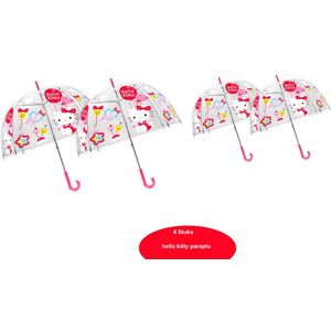 4 stuks| Hello Kitty Paraplu Meisjes 48 Cm Polyester Transparant