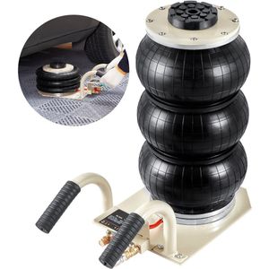 Luchtkrik, 3 Ton/6600 lbs Triple Bag, 17,7 inch hefhoogte, 6 stalen buizen, snelle 3-5s pneumatische krik met zijhandgrepen, reparatie autogarage, wit